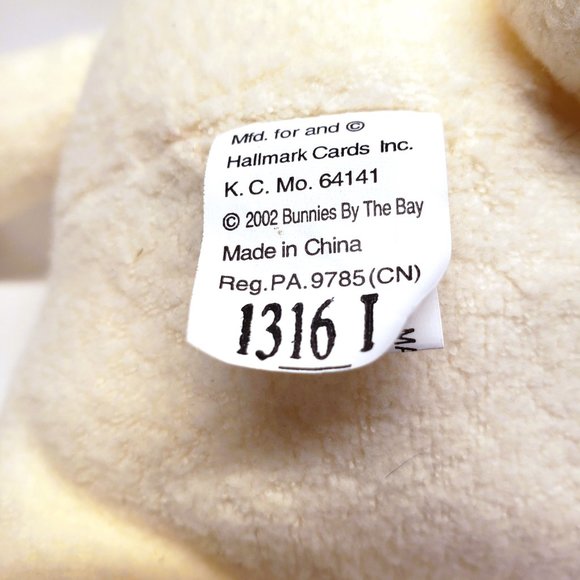 Bunnies By The Bay Hallmark Plush 2002 Baylee Bunny Rabbit Embroidery Flower Tag - Picture 6 of 12